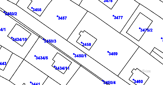Parcela st. 3458 v KÚ Turnov, Katastrální mapa