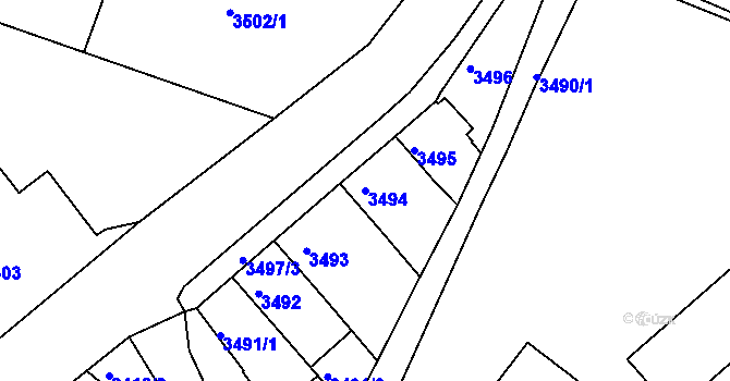 Parcela st. 3494 v KÚ Turnov, Katastrální mapa