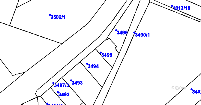 Parcela st. 3495 v KÚ Turnov, Katastrální mapa