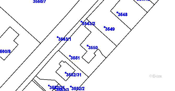 Parcela st. 3550 v KÚ Turnov, Katastrální mapa
