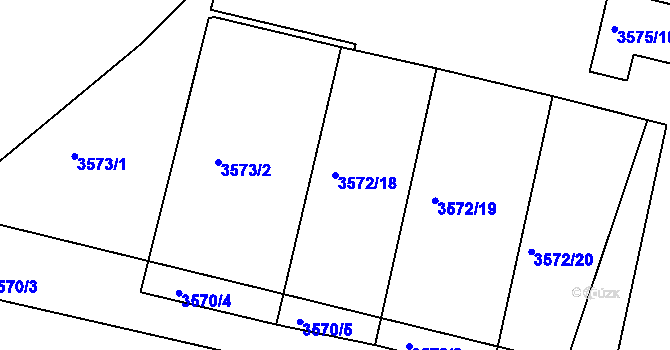 Parcela st. 3572/18 v KÚ Turnov, Katastrální mapa