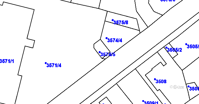Parcela st. 3574/5 v KÚ Turnov, Katastrální mapa