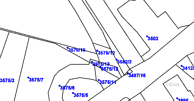 Parcela st. 3576/12 v KÚ Turnov, Katastrální mapa