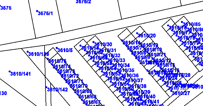 Parcela st. 3610/32 v KÚ Turnov, Katastrální mapa