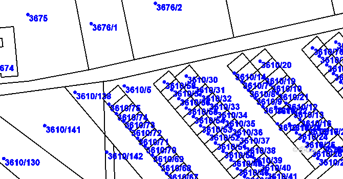 Parcela st. 3610/57 v KÚ Turnov, Katastrální mapa