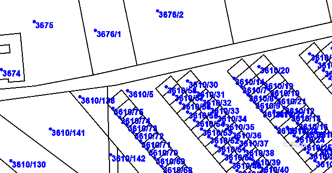 Parcela st. 3610/58 v KÚ Turnov, Katastrální mapa