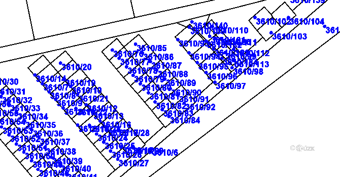 Parcela st. 3610/90 v KÚ Turnov, Katastrální mapa