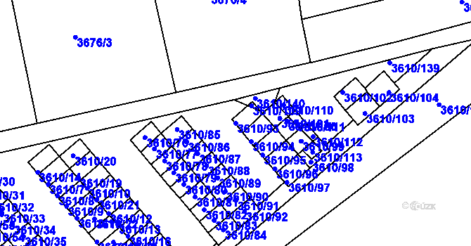 Parcela st. 3610/93 v KÚ Turnov, Katastrální mapa