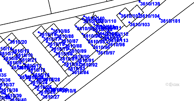 Parcela st. 3610/97 v KÚ Turnov, Katastrální mapa