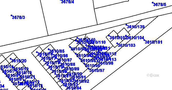 Parcela st. 3610/101 v KÚ Turnov, Katastrální mapa