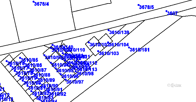 Parcela st. 3610/103 v KÚ Turnov, Katastrální mapa