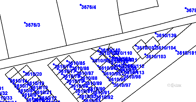 Parcela st. 3610/109 v KÚ Turnov, Katastrální mapa