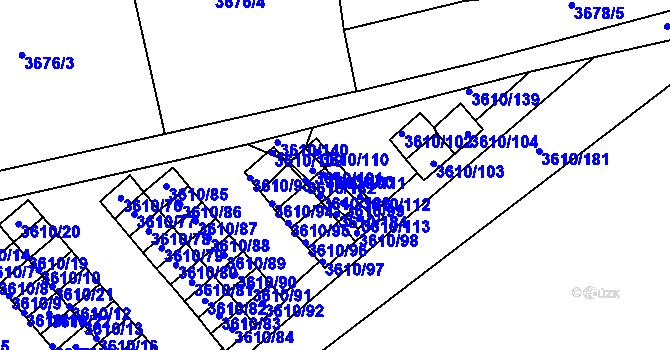 Parcela st. 3610/111 v KÚ Turnov, Katastrální mapa
