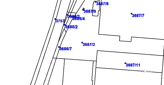 Parcela st. 3687/2 v KÚ Turnov, Katastrální mapa