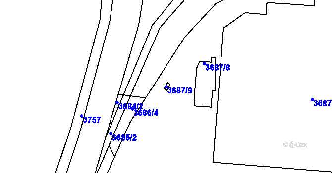 Parcela st. 3687/9 v KÚ Turnov, Katastrální mapa