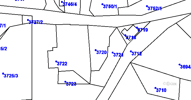 Parcela st. 3720 v KÚ Turnov, Katastrální mapa
