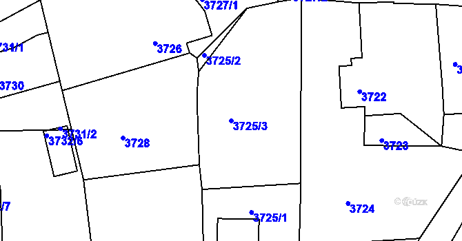 Parcela st. 3725/3 v KÚ Turnov, Katastrální mapa