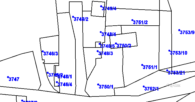 Parcela st. 3748/3 v KÚ Turnov, Katastrální mapa