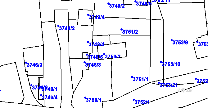 Parcela st. 3750/2 v KÚ Turnov, Katastrální mapa