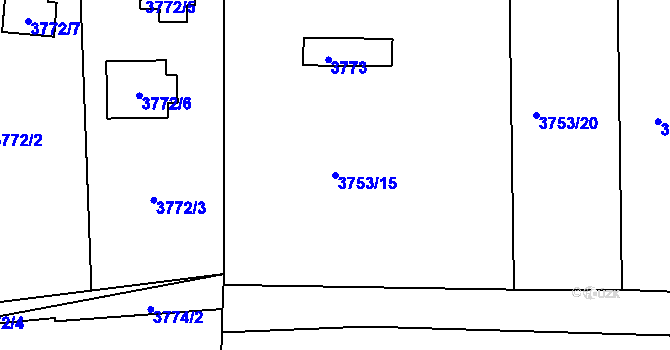 Parcela st. 3753/15 v KÚ Turnov, Katastrální mapa