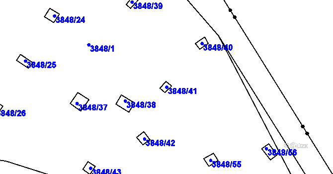 Parcela st. 3848/41 v KÚ Turnov, Katastrální mapa