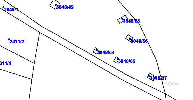 Parcela st. 3848/64 v KÚ Turnov, Katastrální mapa