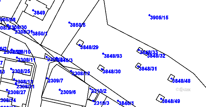 Parcela st. 3848/93 v KÚ Turnov, Katastrální mapa