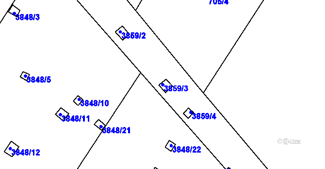 Parcela st. 3859/3 v KÚ Turnov, Katastrální mapa