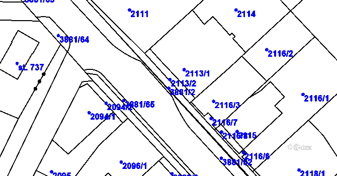 Parcela st. 3881/2 v KÚ Turnov, Katastrální mapa