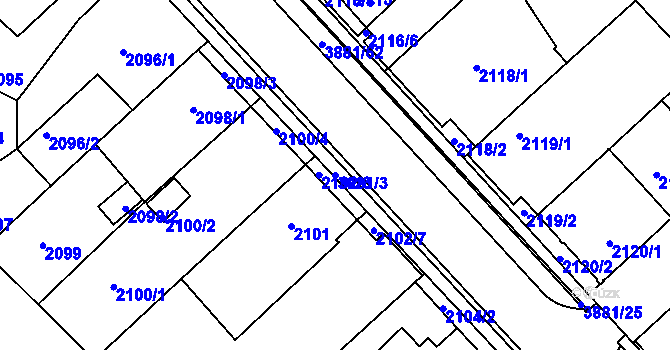 Parcela st. 3881/3 v KÚ Turnov, Katastrální mapa