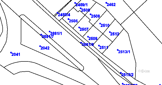 Parcela st. 3881/8 v KÚ Turnov, Katastrální mapa