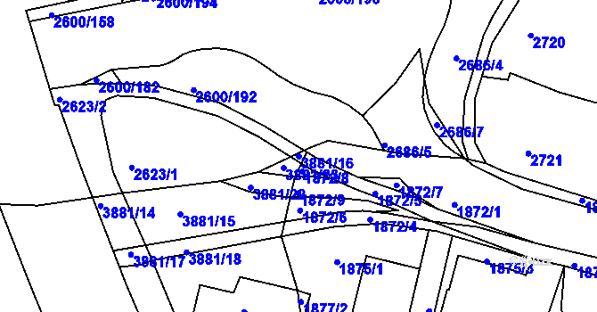 Parcela st. 3881/16 v KÚ Turnov, Katastrální mapa