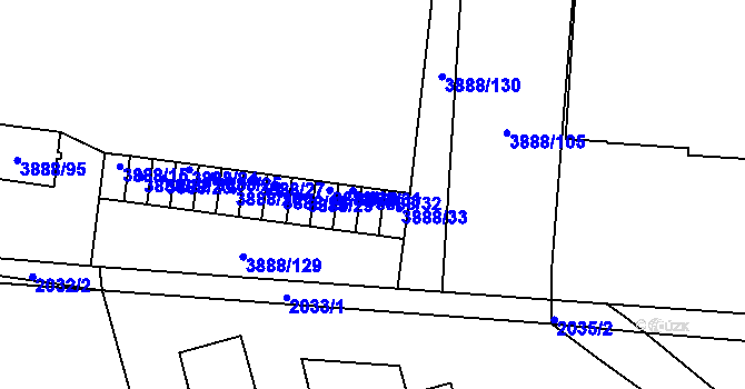 Parcela st. 3888/32 v KÚ Turnov, Katastrální mapa