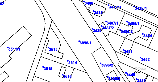Parcela st. 3896/1 v KÚ Turnov, Katastrální mapa