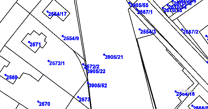 Parcela st. 3905/21 v KÚ Turnov, Katastrální mapa