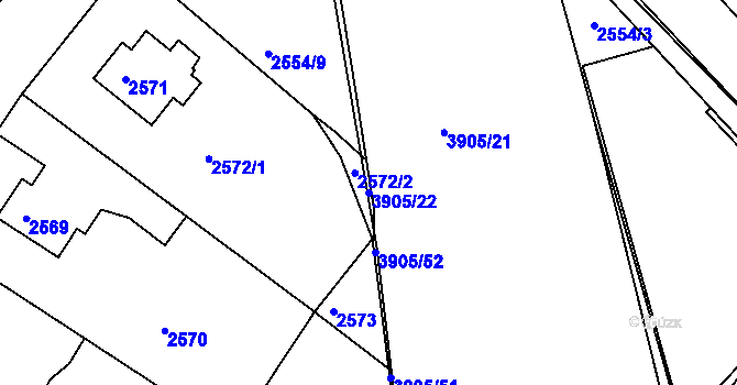 Parcela st. 3905/22 v KÚ Turnov, Katastrální mapa