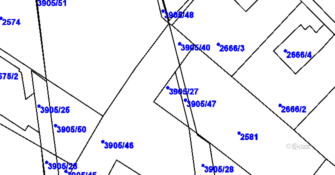 Parcela st. 3905/27 v KÚ Turnov, Katastrální mapa