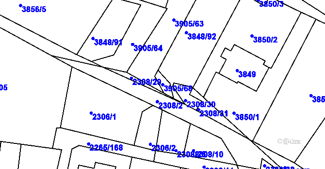 Parcela st. 3905/68 v KÚ Turnov, Katastrální mapa