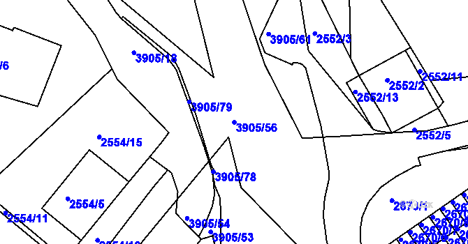 Parcela st. 3905/56 v KÚ Turnov, Katastrální mapa