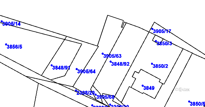 Parcela st. 3905/63 v KÚ Turnov, Katastrální mapa