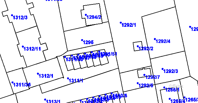 Parcela st. 1311/51 v KÚ Turnov, Katastrální mapa