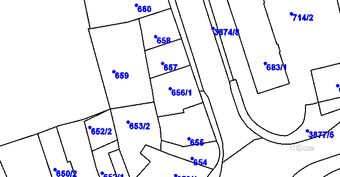 Parcela st. 656/1 v KÚ Turnov, Katastrální mapa