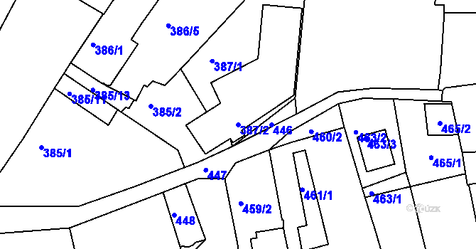 Parcela st. 387/2 v KÚ Turnov, Katastrální mapa