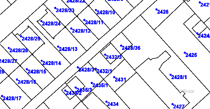 Parcela st. 2432/3 v KÚ Turnov, Katastrální mapa