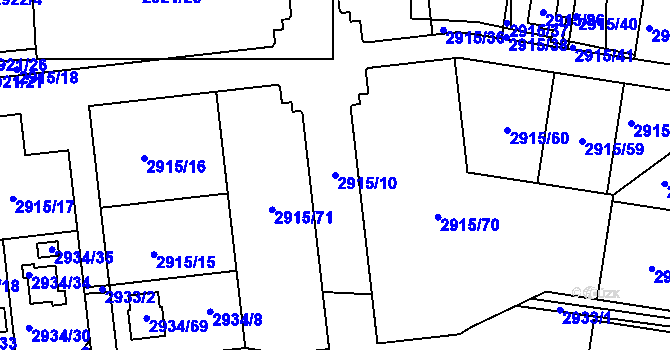 Parcela st. 2915/10 v KÚ Turnov, Katastrální mapa