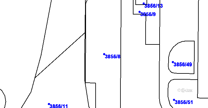 Parcela st. 3856/8 v KÚ Turnov, Katastrální mapa