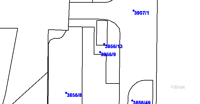 Parcela st. 3856/9 v KÚ Turnov, Katastrální mapa