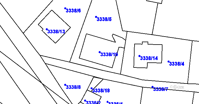 Parcela st. 3338/19 v KÚ Turnov, Katastrální mapa