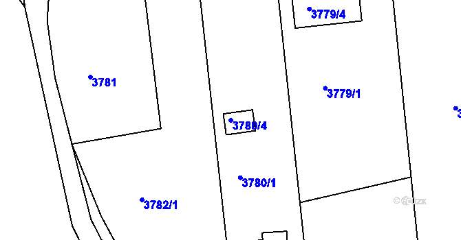 Parcela st. 3780/4 v KÚ Turnov, Katastrální mapa