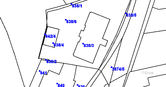 Parcela st. 838/3 v KÚ Turnov, Katastrální mapa
